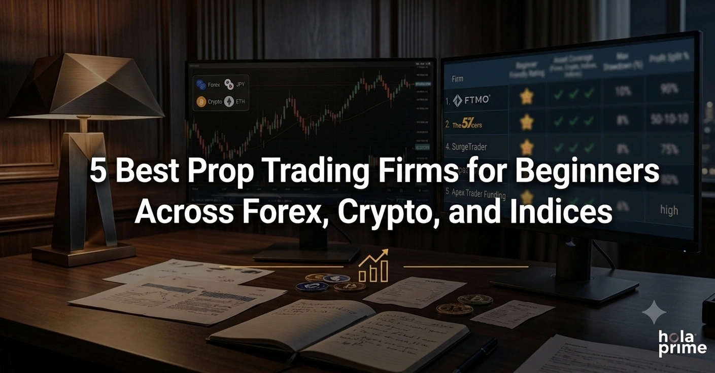 5 Best Prop Trading Firms for Beginners Across Forex, Crypto and Indices